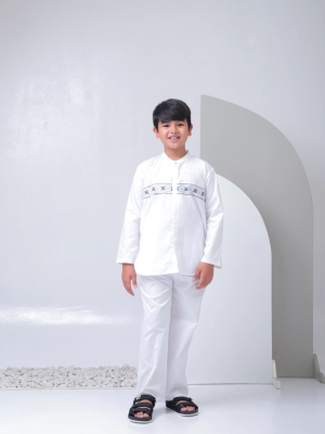Setelan Baju Koko Anak Katun Putih Alie FBK-AP-003